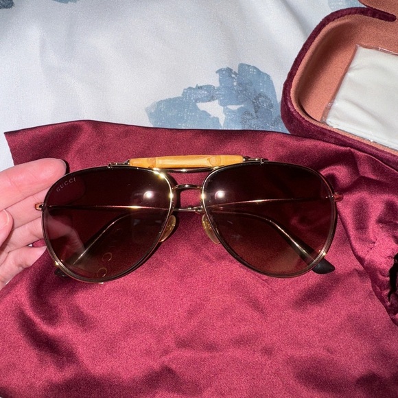 Gucci vintage bamboo aviator sunglasses - Picture 1 of 7